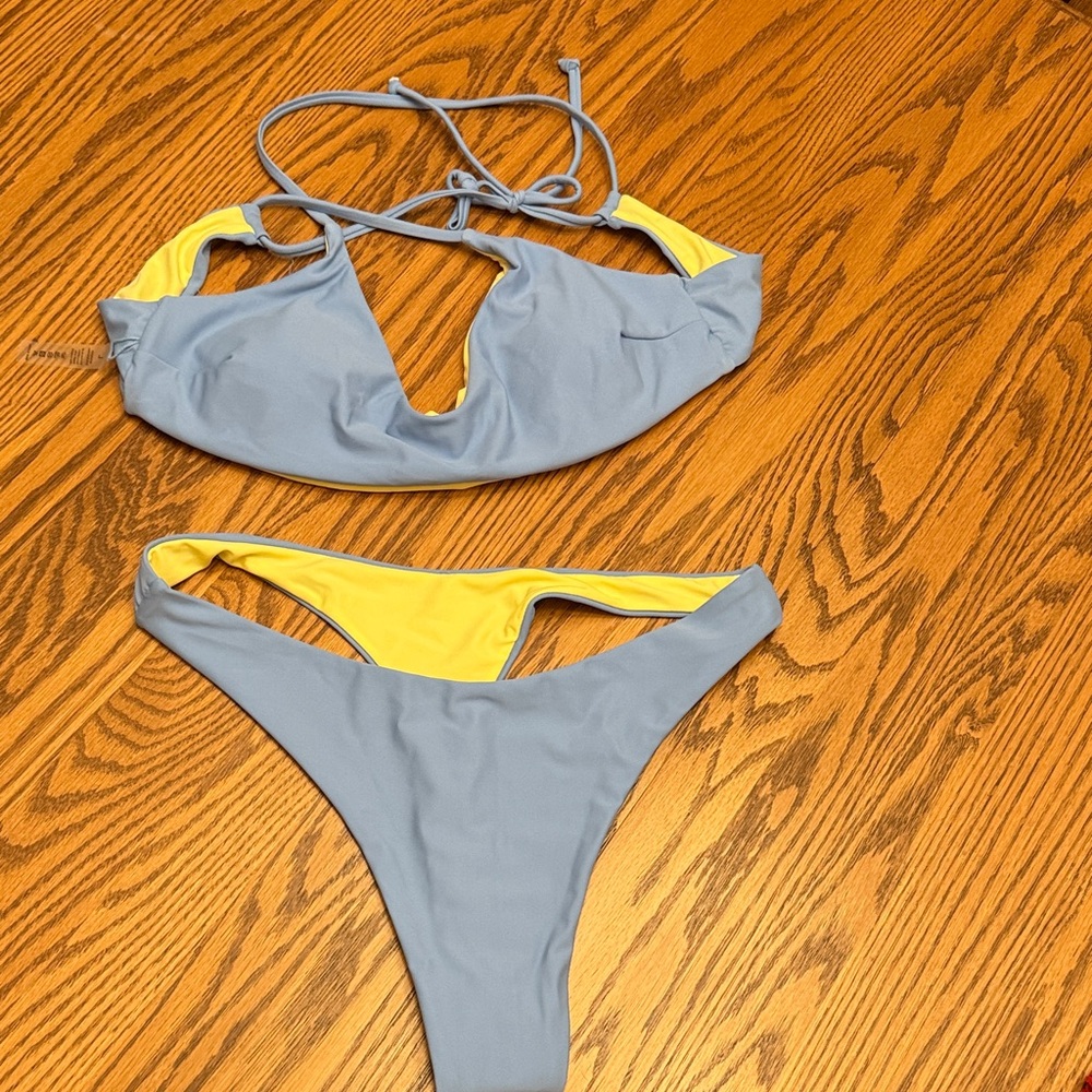 Stylish Blue and Yellow Bikini Set